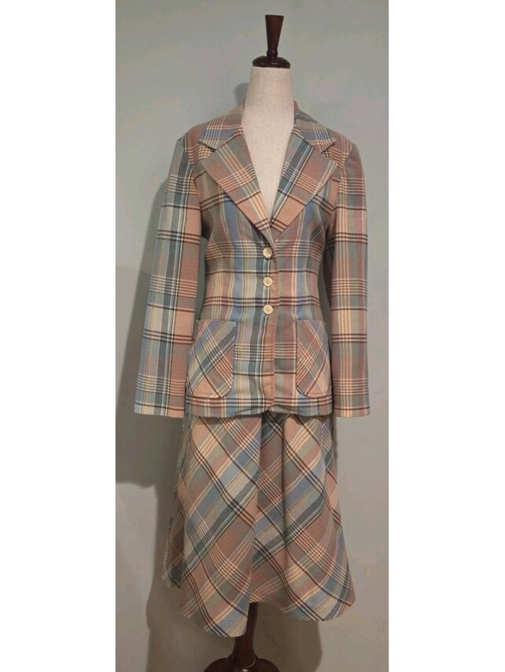 Bobbie Brooks Size 13 Plaid Skirt Suit Vintage 60s 70s